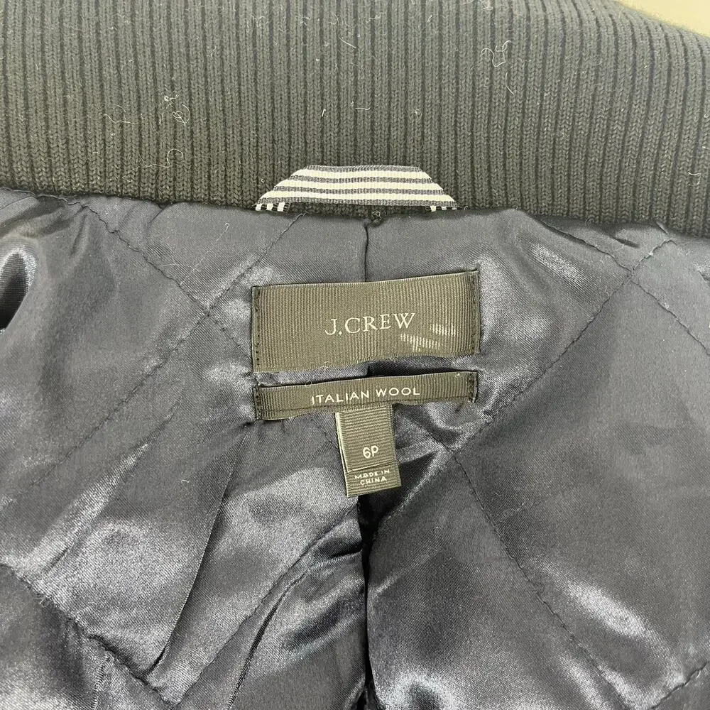 J Crew‎ Coat Italian Wool Lodge Tweed Zip Up in Boucle Speckled Black White 6P - Picture 9 of 12